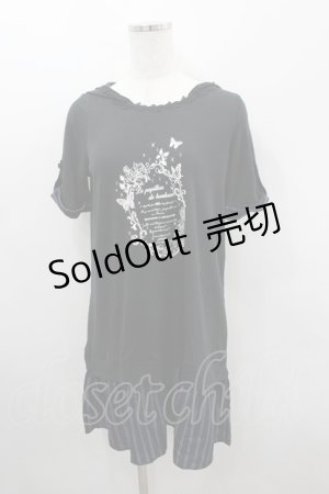 画像: axes femme / フード付チュニックワンピース  黒Ｘ白 I-26-03-06-031-AX-OP-SA-ZI