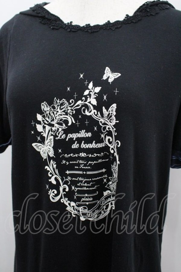 画像2: axes femme / フード付チュニックワンピース  黒Ｘ白 I-26-03-06-031-AX-OP-SA-ZI (2)