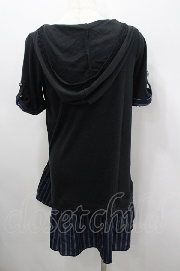 画像3: axes femme / フード付チュニックワンピース  黒Ｘ白 I-26-03-06-031-AX-OP-SA-ZI (3)