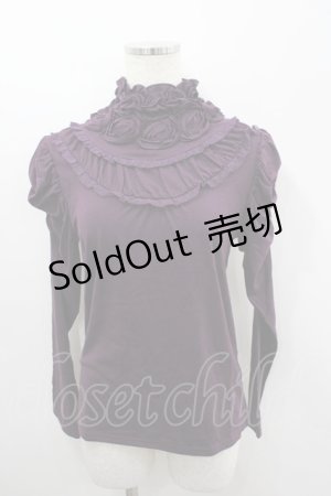 画像: axes femme / 薔薇モチーフハイネックカットソー  パープル I-26-03-06-032-AX-TO-SA-ZI