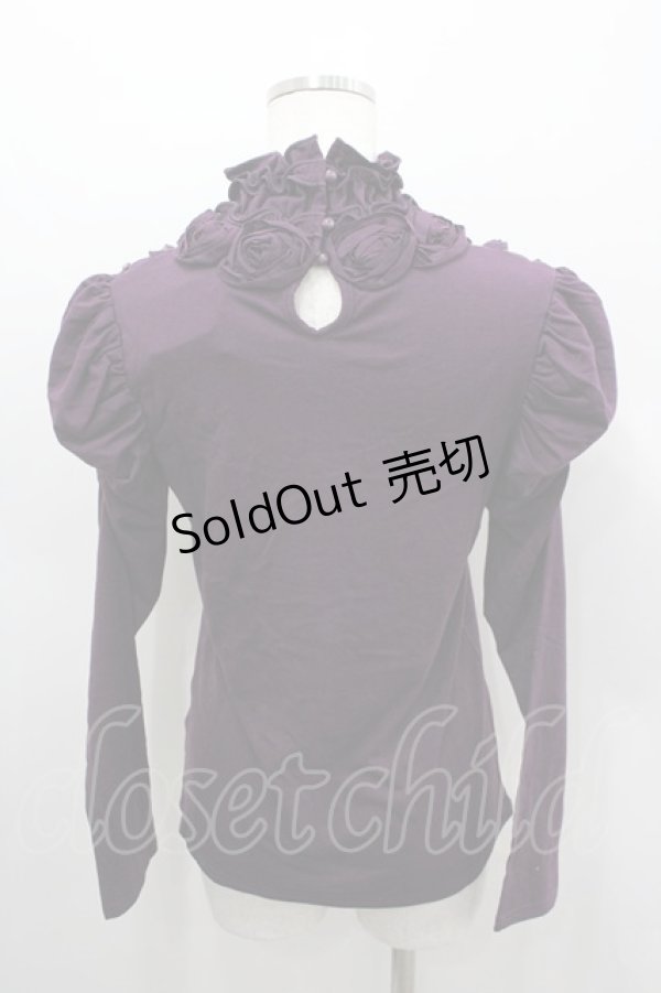 画像3: axes femme / 薔薇モチーフハイネックカットソー  パープル I-26-03-06-032-AX-TO-SA-ZI (3)
