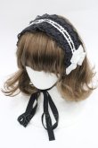 画像1: MAM / オーガンジーリボンヘッドドレス  黒Ｘ白 I-26-03-08-035-LO-AC-SA-ZI (1)
