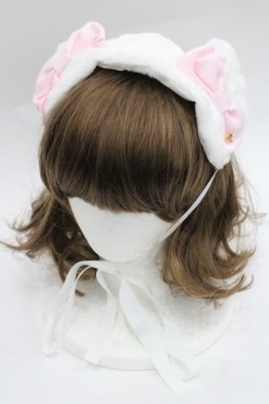 画像: BABY,THE STARS SHINE BRIGHT / くみゃちゃんファーヘッドドレス  白Ｘピンク I-26-03-08-040-BA-AC-SA-ZI