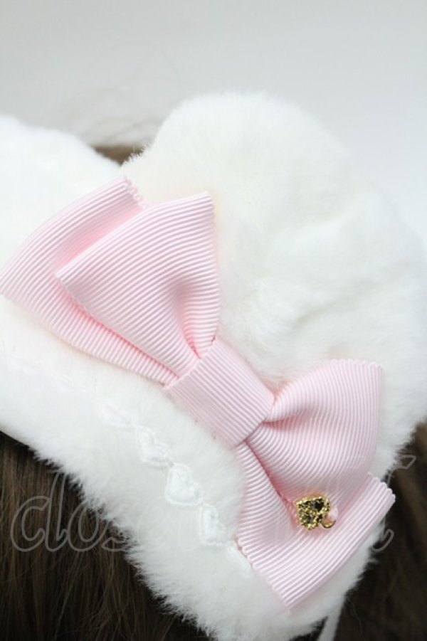 画像4: BABY,THE STARS SHINE BRIGHT / くみゃちゃんファーヘッドドレス  白Ｘピンク I-26-03-08-040-BA-AC-SA-ZI (4)