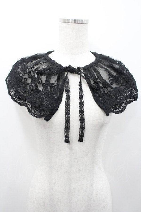 画像1: m petit by misako / レースつけ襟  黒 I-26-03-08-005-LO-ZA-SA-ZI (1)
