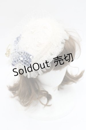 画像: Hoshibako Works / パールリボンチュール重ねカクテルハット  ベージュＸネイビー I-26-03-08-047-LO-AC-SA-ZI