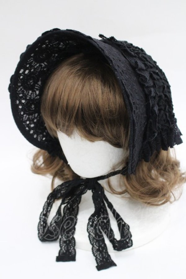 画像1: Hoshibako Works / サマーピクニック2wayボンネット  黒 I-26-03-08-051-LO-AC-SA-ZI (1)