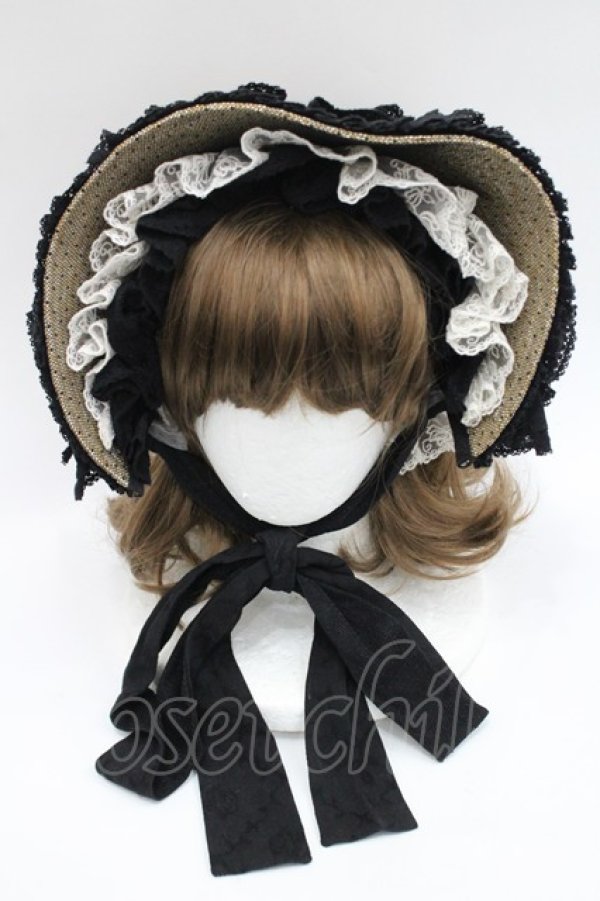 画像2: Hoshibako Works / 西洋人形魔法ボンネット  黒Ｘブラウン I-26-03-08-053-LO-AC-SA-ZI (2)