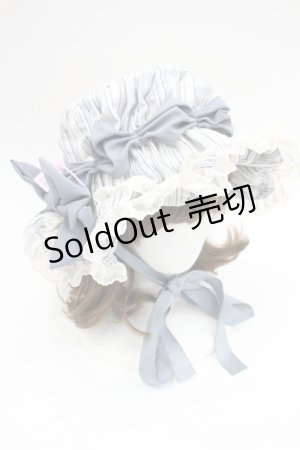画像: 妹抖手作工作屋 / スイトライプリボンハット  アイボリーＸ青 I-26-03-08-054-LO-AC-SA-ZI