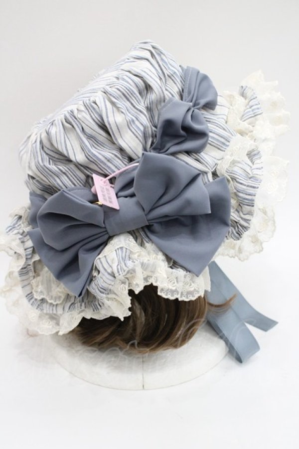 画像3: 妹抖手作工作屋 / スイトライプリボンハット  アイボリーＸ青 I-26-03-08-054-LO-AC-SA-ZI (3)