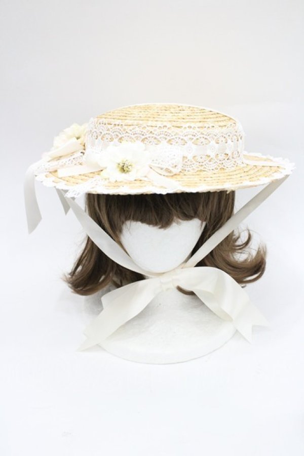 画像2: Chalmiere / フラワーサマーハット  ブラウンＸ白 I-26-03-08-055-0-AC-SA-ZI (2)