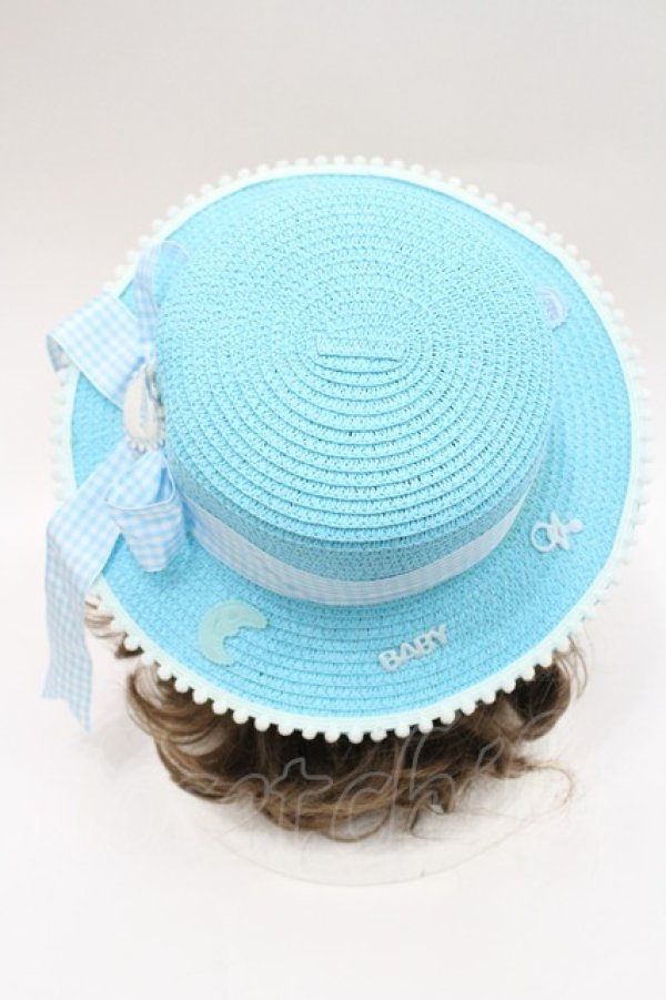 画像4: Nile Perch / BABYリボンモチーフ麦わらハット  青 I-26-03-08-056-LO-AC-SA-ZI (4)