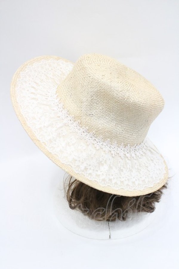 画像3: Hoshibako Works / リボン麦わら日よけ帽子　ボーダーハット  サックス I-26-03-08-057-LO-AC-SA-ZI (3)