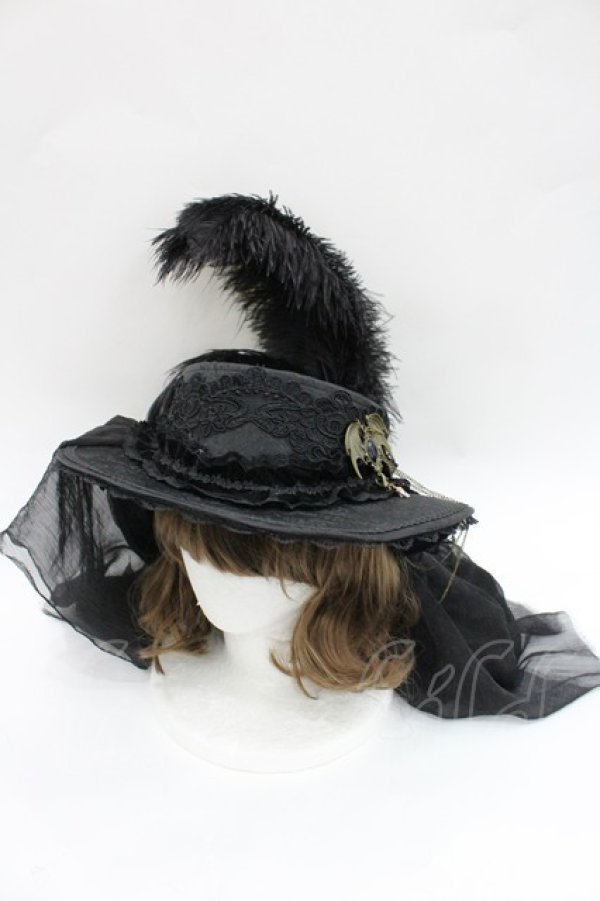 画像1: Hoshibako Works / ナイト・イーヴィル エレガンスチャームハット  黒 I-26-03-08-059-LO-AC-SA-ZI (1)