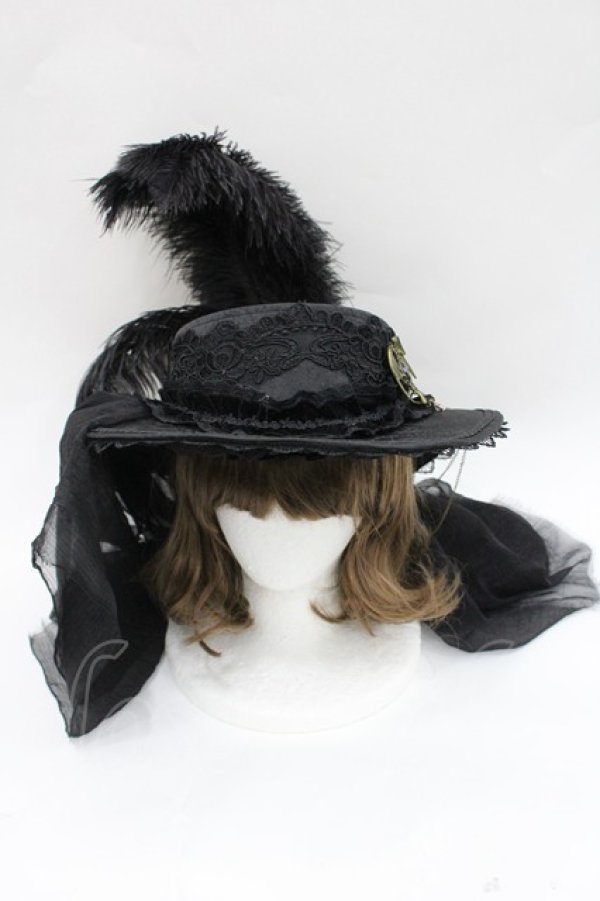 画像2: Hoshibako Works / ナイト・イーヴィル エレガンスチャームハット  黒 I-26-03-08-059-LO-AC-SA-ZI (2)