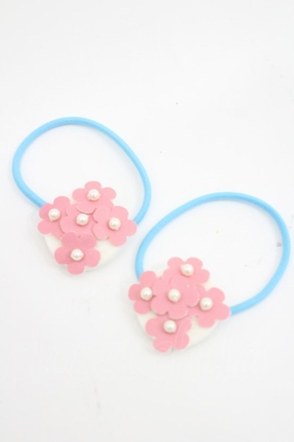 画像1: Shirley Temple / フラワーモチーフヘアゴムセット  ピンクＸ白Ｘ青 I-26-03-08-079-ET-AC-SA-ZI (1)