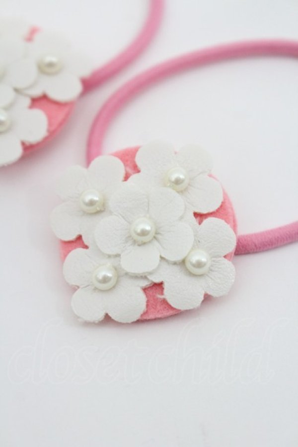 画像2: Shirley Temple / フラワーモチーフヘアゴムセット  白Ｘピンク I-26-03-08-080-ET-AC-SA-ZI (2)