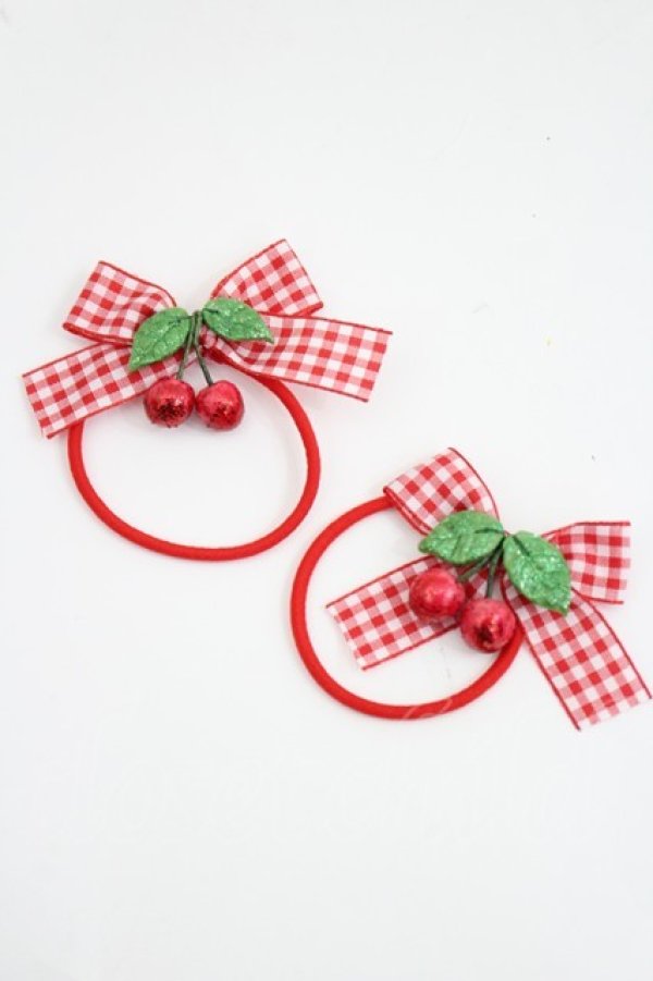 画像1: Shirley Temple / ラメチェリーヘアゴムセット  赤 I-26-03-08-081-ET-AC-SA-ZI (1)