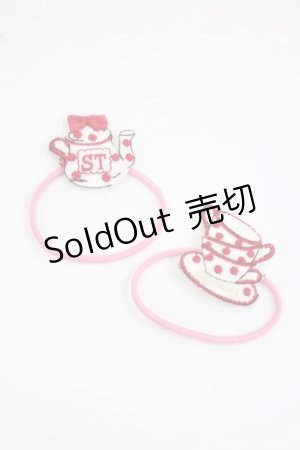 画像: Shirley Temple / ティーパーティ柄ヘアポニー  ピンク I-26-03-08-082-ET-AC-SA-ZI