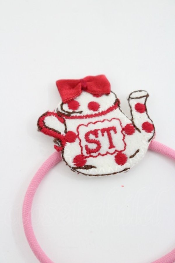 画像2: Shirley Temple / ティーパーティ柄ヘアポニー  ピンク I-26-03-08-082-ET-AC-SA-ZI (2)