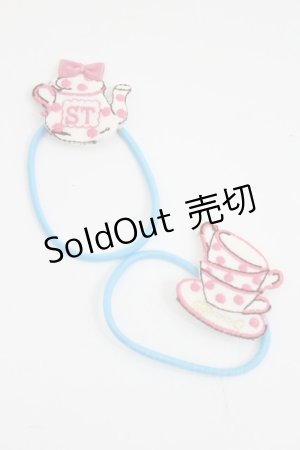 画像: Shirley Temple / ティーパーティ柄ヘアポニー  サックス I-26-03-08-083-ET-AC-SA-ZI