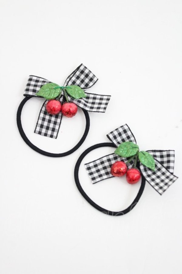 画像1: Shirley Temple / ラメチェリーヘアゴムセット  黒 I-26-03-08-084-ET-AC-SA-ZI (1)