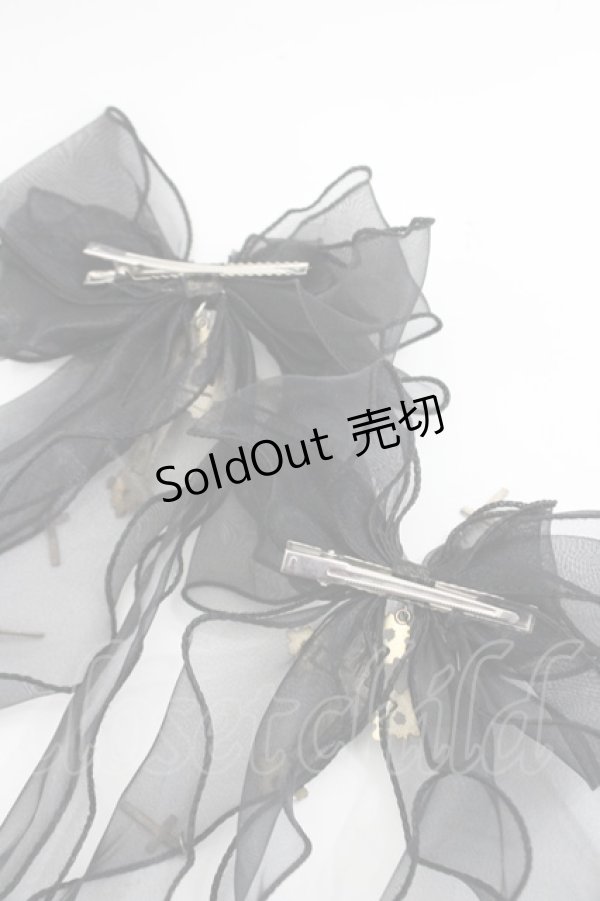 画像4: Maiden's reve / 十字フリルリボン髪飾り  黒 I-26-03-08-092-LO-AC-SA-ZI (4)