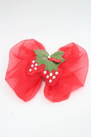 画像: Emily Temple cute / いちごオーガンジーリボンクリップ  赤 I-26-03-08-094-ET-AC-SA-ZI