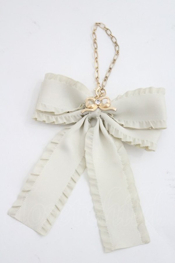 画像1: m petit by misako / リボンバッグチャーム  中白 I-26-03-08-100-0-ZA-SA-ZI (1)