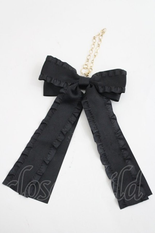 画像1: m petit by misako / リボンバッグチャーム  黒 I-26-03-08-101-0-ZA-SA-ZI (1)