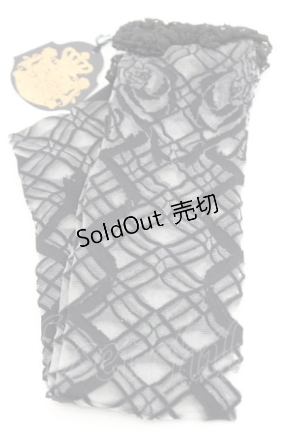 画像1: ALICE and the PIRATES / ロージアブーケシースルーオーバーニーソックス  黒 I-26-03-08-113-PA-ZA-SA-ZI (1)