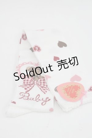 画像: BABY,THE STARS SHINE BRIGHT / くみゃちゃんの Love Love Valentine柄オーバーニー  白 I-26-03-08-114-BA-ZA-SA-ZI