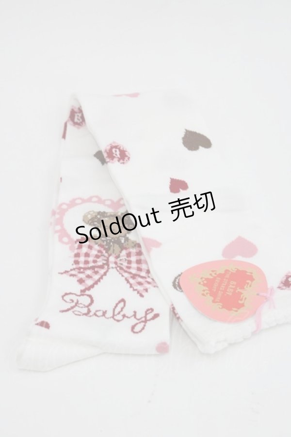 画像1: BABY,THE STARS SHINE BRIGHT / くみゃちゃんの Love Love Valentine柄オーバーニー  白 I-26-03-08-114-BA-ZA-SA-ZI (1)