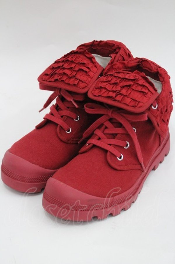 画像1: PINK HOUSE / フリル使いハイカットスニーカー 3(M) 赤 I-26-03-08-121-LO-SH-SA-ZI (1)