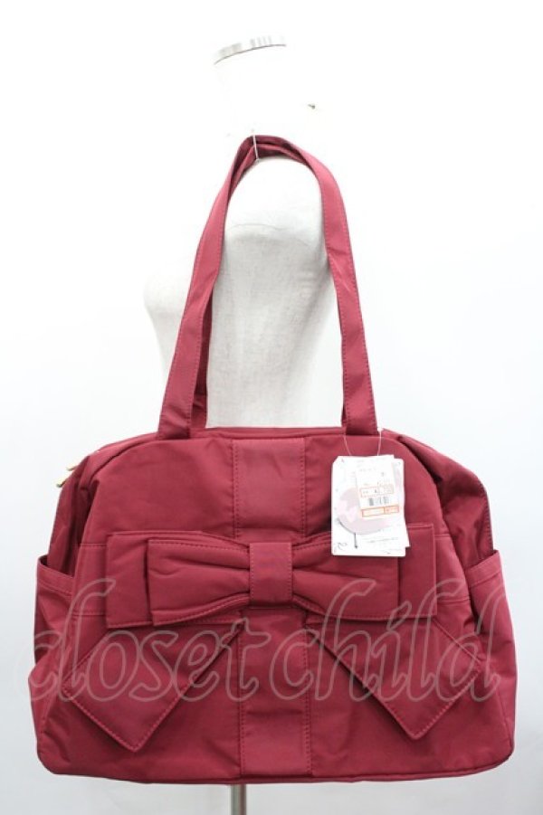 画像1: m petit by misako / AMリボンボストン  濃赤 I-26-03-08-014-LO-BG-SA-ZI (1)