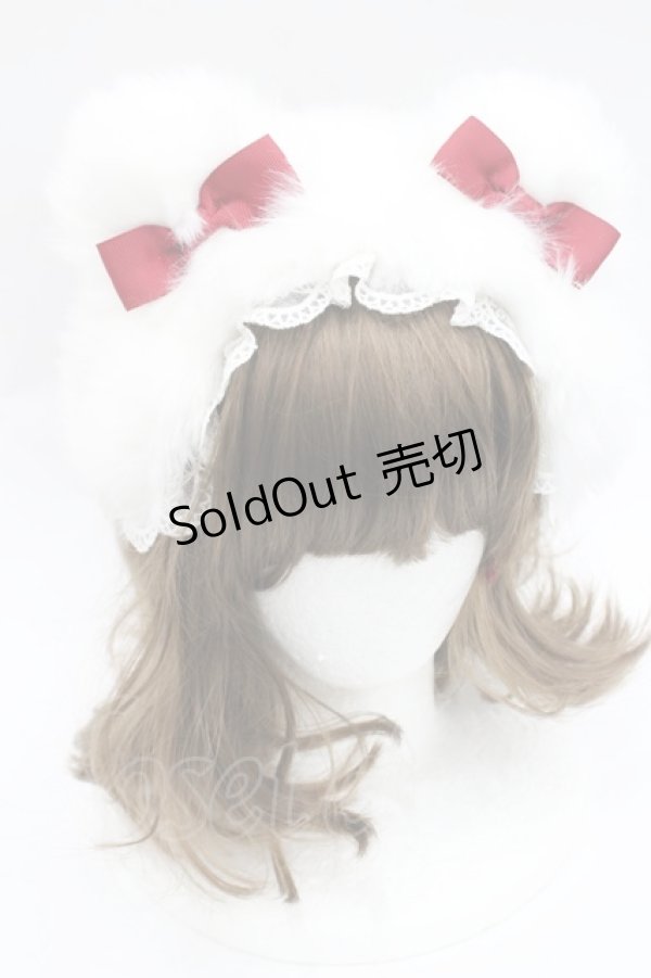 画像1: LOLITAその他(お買取対象外) / くまみみファーリボンカチューシャ  白Ｘ赤 I-26-03-08-024-LO-AC-SA-ZI (1)