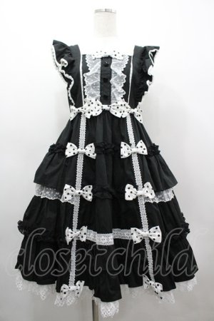 画像: Angelic Pretty / Melody Frillジャンパースカート  黒ｘ白 I-26-03-10-038-AP-OP-SA-ZI