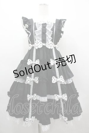 画像: Angelic Pretty / Melody Frillジャンパースカート  黒ｘ白 I-26-03-10-038-AP-OP-SA-ZI