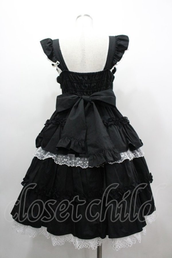 画像2: Angelic Pretty / Melody Frillジャンパースカート  黒ｘ白 I-26-03-10-038-AP-OP-SA-ZI (2)