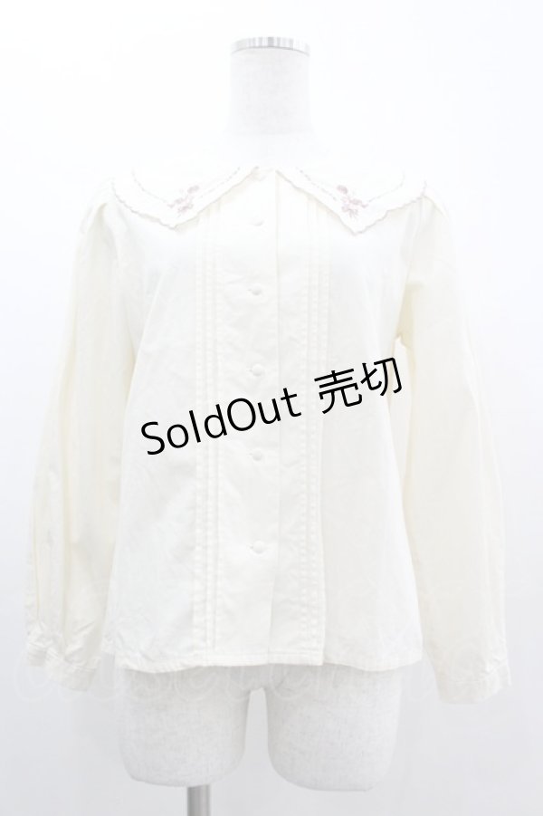 画像1: F i.n.t / 単色ローズブーケ刺繍ブラウス  アイボリー×ピンク I-26-03-10-005-CA-BL-SA-ZI (1)