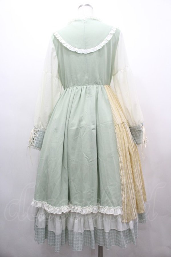 画像2: With Puji / 鳴谷ワンピース M グリーン×イエロー I-26-03-10-046-EL-OP-SA-ZI (2)