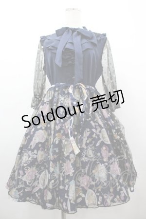 画像: Favorite / アリスプリント×チュールのワンピース M ネイビー I-26-03-10-047-LO-OP-SA-ZI