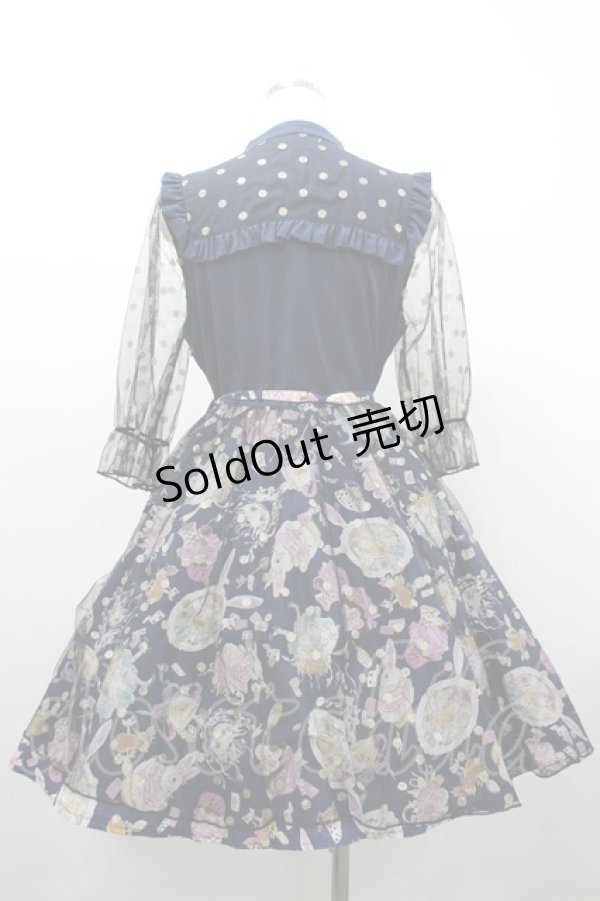画像2: Favorite / アリスプリント×チュールのワンピース M ネイビー I-26-03-10-047-LO-OP-SA-ZI (2)