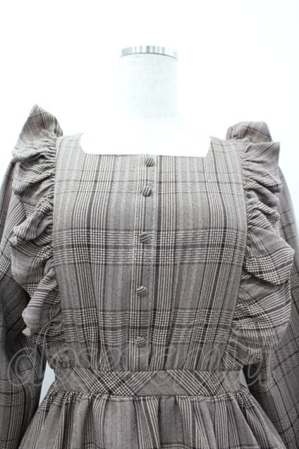 画像3: m petit by misako / CHKフリルOPナガ ワンピース S 中茶 I-26-03-10-048-LO-OP-SA-ZI (3)