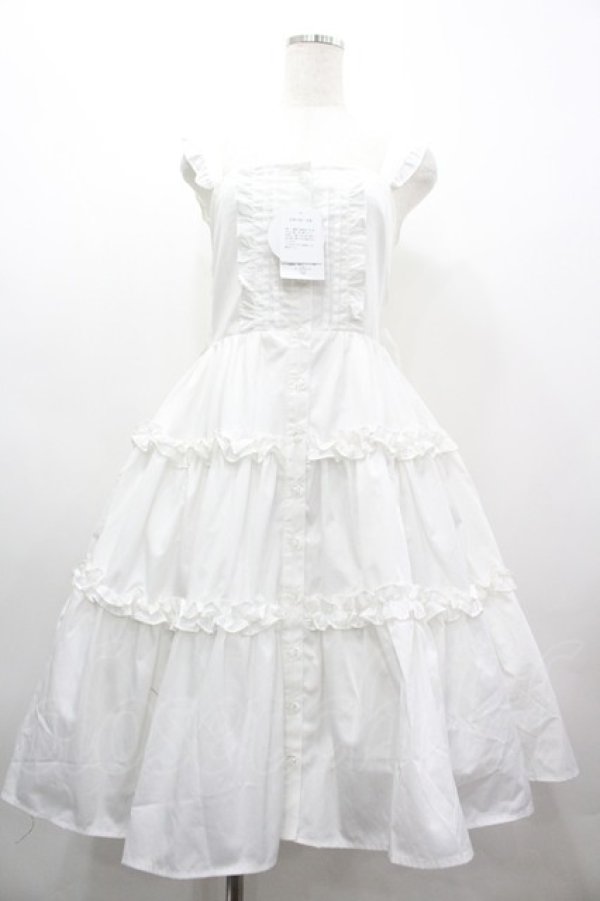 画像1: Alice Mashiro / TT*MAAフリルジャンパースカート LL 白 I-26-03-10-050-PU-OP-SA-ZI (1)