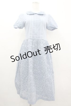 画像: Jane Marple / レース切替半袖ワンピース  サックス I-26-03-10-058-JM-OP-SA-ZI