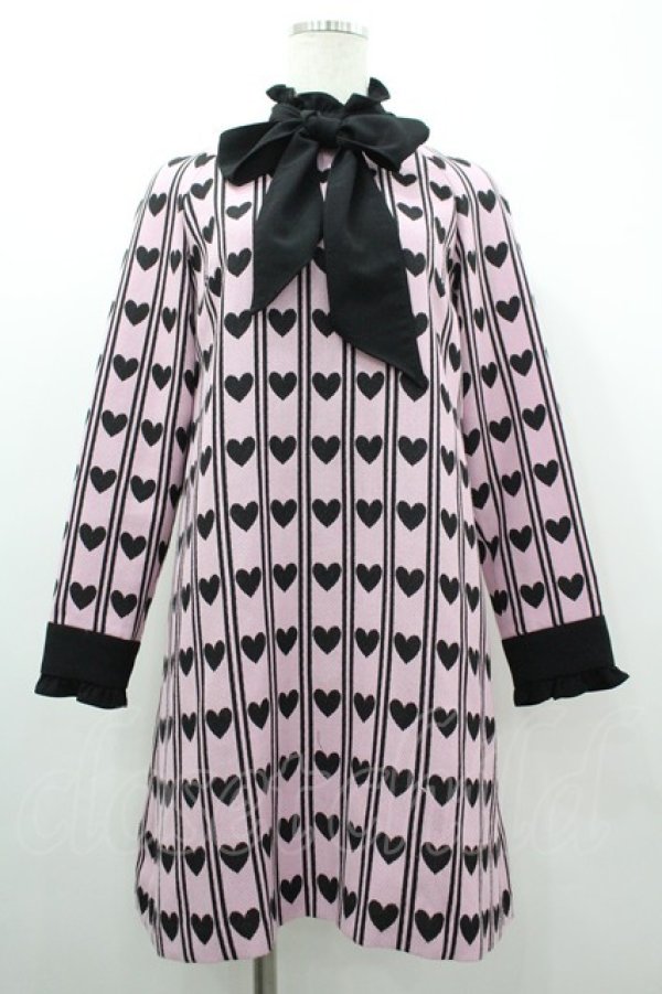 画像1: MILK / ハートレジメンタルワンピース  ピンクＸ黒 I-26-03-10-059-ML-OP-SA-ZI (1)