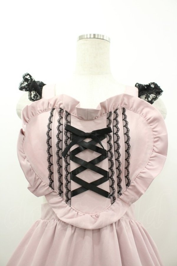 画像3: Princess Melody / ハートエプロンジャンパースカート  ピンクＸ黒 I-26-03-10-061-EL-SK-SA-ZI (3)