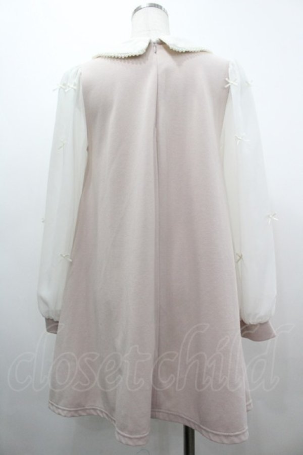 画像2: Ank Rouge / シフォンリボン袖ワンピース M ピンク I-26-03-10-062-CA-OP-TE-ZI (2)