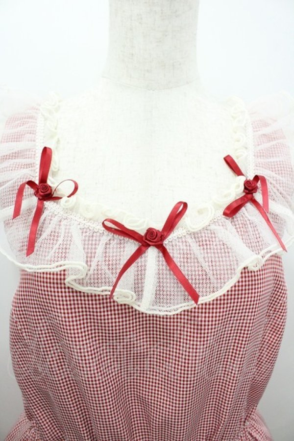 画像3: axes femme / ローズリボンチェックワンピース  レッド I-26-03-10-065-AX-OP-SA-ZI (3)